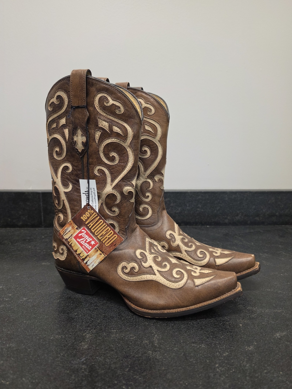 Tony Lama Brown Embroidered Western Cowboy Boots